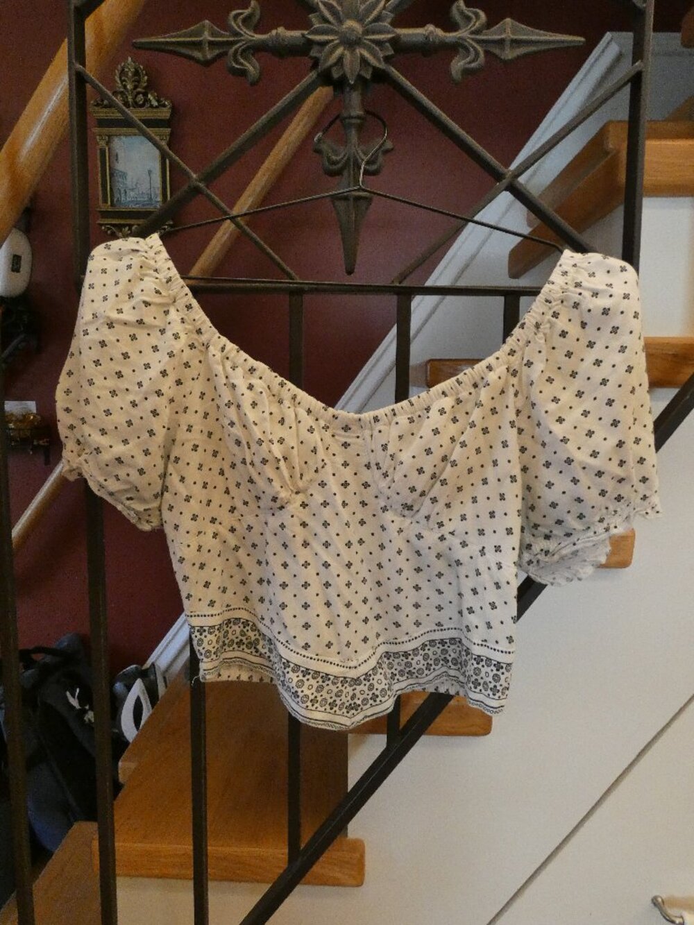 White Polka Dot Off Shoulder Top